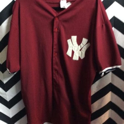 Retro Baseball Jersey, Short Sleeve Button-up, Ny Yankees W/front Chest ...