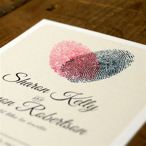 Fingerprint Heart Wedding Invitation Set or save the date on | Etsy