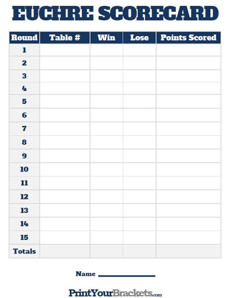 Printable Euchre Score Cards - Printable Word Searches