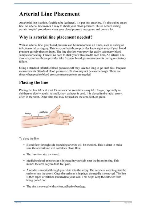 Text - Arterial Line Placement - HealthClips Online