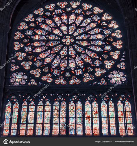 Stained Glass Notre Dame Cathedral Paris – Stock Editorial Photo ...