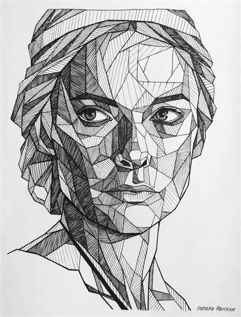 Geometric Face Drawing Of Rebecca Ferguson - Geometric Face Drawing 2019 - #문신 | Geometry art ...