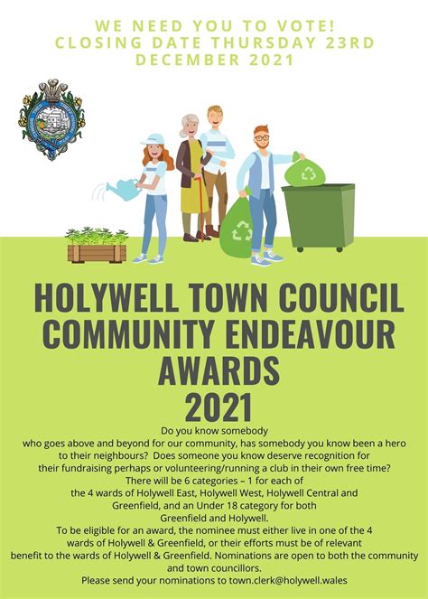 Community Endeavour Awards 2021 - Nominations now being taken - Holywell Town Council