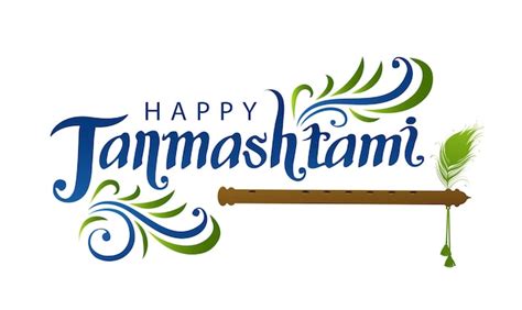 Premium Vector | Happy janmashtami with hindi text shri krishna janmashtami