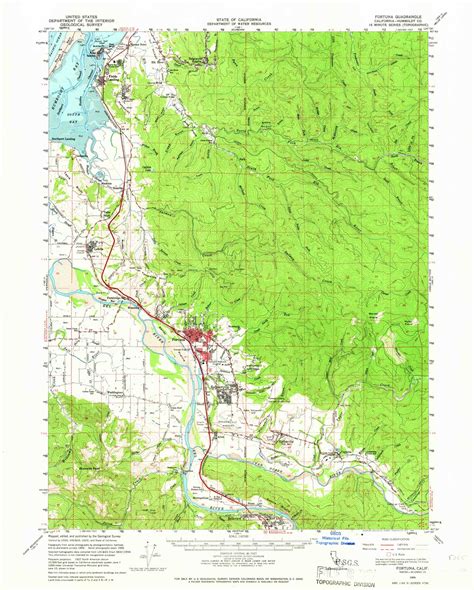 Fortuna, California 1959 (1966) USGS Old Topo Map 15x15 Quad - OLD MAPS