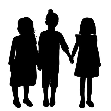 Premium Vector | Silhouette black children on white background isolated ...