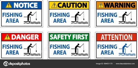 Water Safety Sign Notice Fishing Area Stock Vector by ©Seetwo 694631170