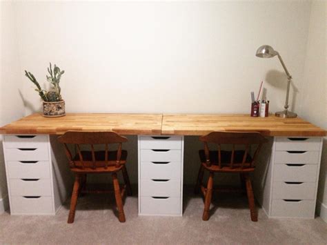 DIY Workspace with Butcherblock countertop and IKEA Alex Drawer Units ...