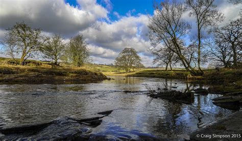 River Calder at Hagg Wood, Burnley, Lancashire, England. February 2015 ...