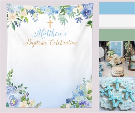 Baptism Backdrop Baby Boy Baptism Banner Baptism Photo | Etsy