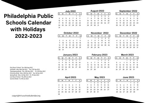 Philadelphia Public School Calendar - US School Calendar