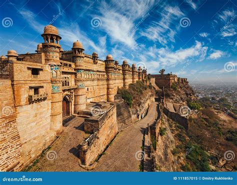 Gwalior fort stock image. Image of tourism, fort, landmark - 111857015