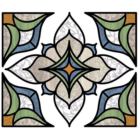 NH2415 - Blue Alden Stained Glass Window Decals - by InHome