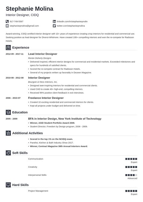 Interior Design Resume Examples [Guide, Skills & More]