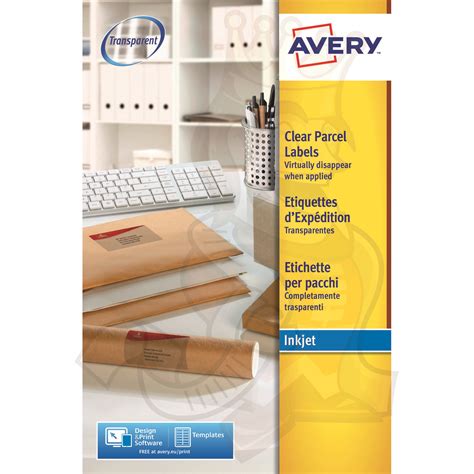 Avery Clear Inkjet Labels 210x297mm J8567-25 (25 Labels) - Label King