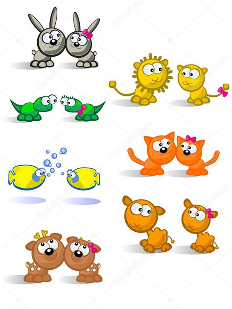 Isolated pairs of animals — Stock Vector © Irazavod #4869842