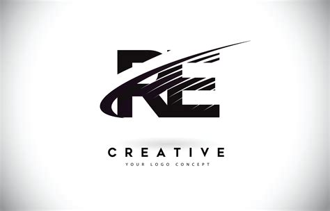 RE R E Letter Logo Design with Swoosh and Black Lines. 5037093 Vector ...