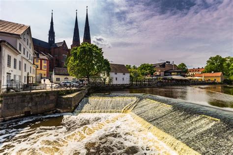 Waterfalls in Uppsala Old Town, Sweden Stock Photo - Image of canal ...