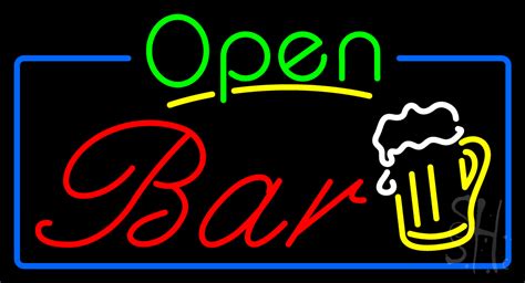 Open Bar with Beer Mug Neon Sign | Bar Neon Signs - Every Thing Neon