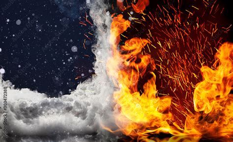 ice versus fire Stock Photo | Adobe Stock