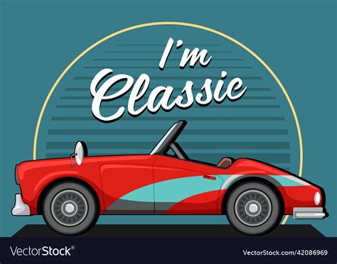 Classic car concept with old side view Royalty Free Vector