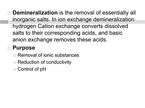 Water demineralization process | PPT