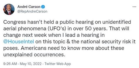 Rep. André Carson oversees first public UFO hearing in decades ...