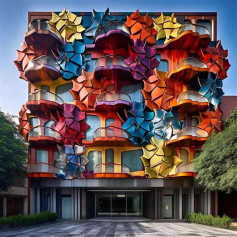 Premium AI Image | a building with a large colorful sculpture of a ...