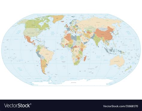 Robinson projection map world Royalty Free Vector Image