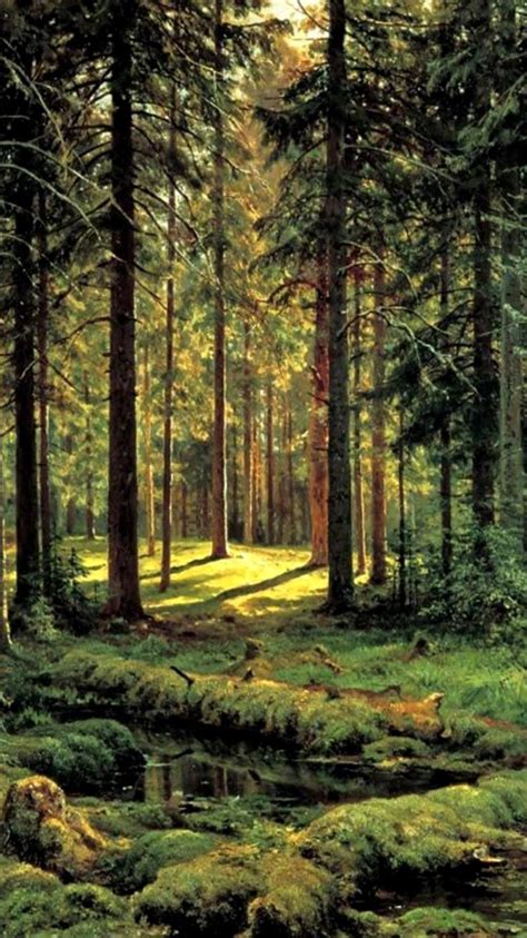 Sunlight and Woods Forest Painting