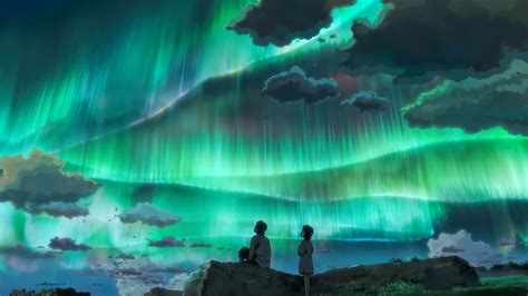2560x1440 Anime Couple Looking At Aurora Sky 8k 1440P Resolution ,HD 4k ...