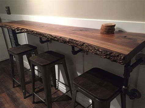 Walnut live edge shelf with matte finish. https://www.facebook.com/liveedgewoodslabs/ | Home bar ...