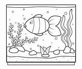 Rectangular aquarium With A Fish For coloring Coloring Page kids  sketch template