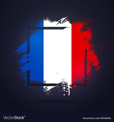 French flag graffiti style with black frame Vector Image