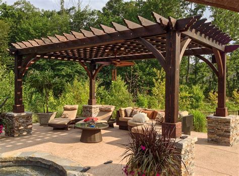 Cherry Hill Pergola (Options: 20' x 14', Redwood, Electrical Wiring ...