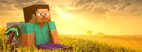 Video Game Minecraft Admiring The Sunset Facebook Cover Photo