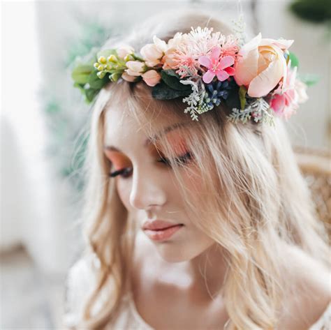 dahlia pastel festival wedding flower crown by luna and wild | notonthehighstreet.com