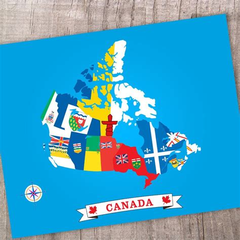 Canada Flag Decor, Printable Wall Art, Last Minute Gift, Canada Map Poster, Canada Map Wall Art ...