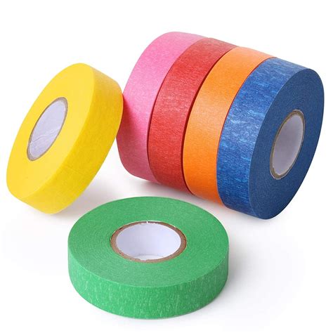 6 Rolls Colored Painters Tape Labelling or Coding Rolls for Home Decoration, Office Supplies ...