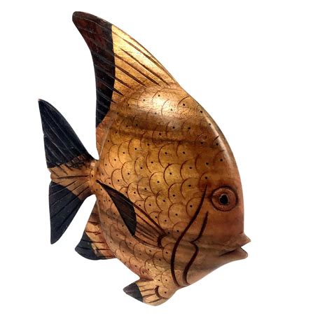 Hand Carved Wood Fish Statue | Chairish