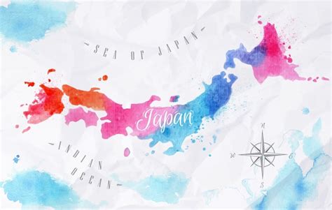 Premium Vector | Watercolor map of japan