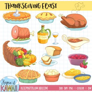 Thanksgiving Feast Clip Art Collection by KeepinItKawaii | TpT