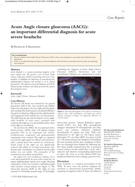 (PDF) Acute Angle Closure Glaucoma (AACG): an important differential ...