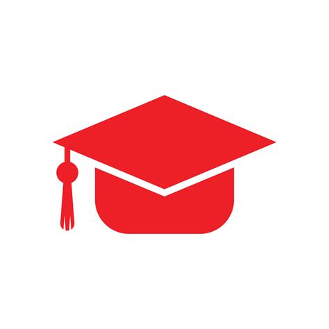 eps10 red vector graduation hat solid icon isolated on white background. graduation cap filled ...