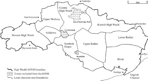 Landscape character areas within the High Weald AONB. Source : Bohnet ...