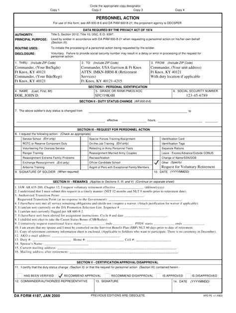 Army Deferment 4187 Example - Fill Online, Printable, Fillable, Blank | pdfFiller