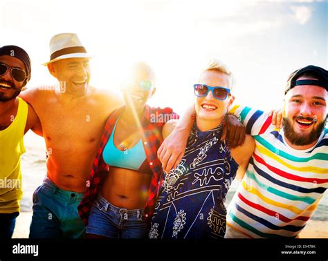 Diverse People Friends Fun Bonding Beach Summer Concept Stock Photo - Alamy