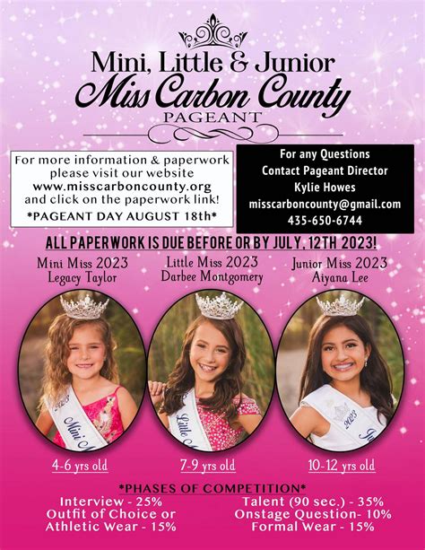 Mini, Little & Junior Miss Carbon County 2024 Coming in August - ETV News