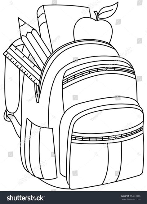 Outlined school backpack. Vector illustration coloring page. #Ad , #ad, #backpack#school# ...