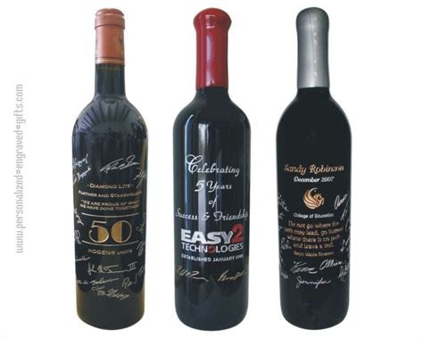 Custom Wine Bottles Engraved with Signatures - unique Retirement or Recognition Gifts
